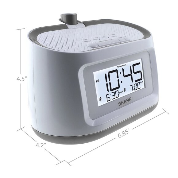 SHARP White Projection Dual Alarm Clock with Sleep Sounds & Display. - Picture 8 of 11